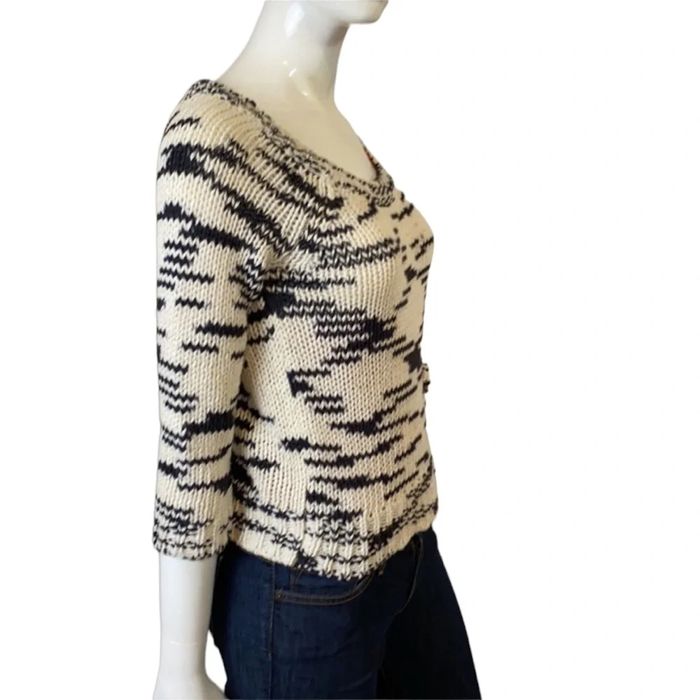 American eagle outfitters knit sweater navy cream size small petite - Picture 4 of 8